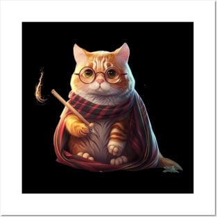 Cute Wand Wizard Cat Posters and Art